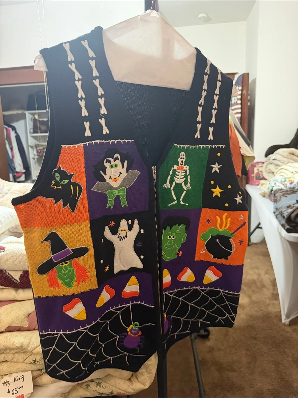 Studio Black Orange Purple Patchwork Halloween Kids Vest